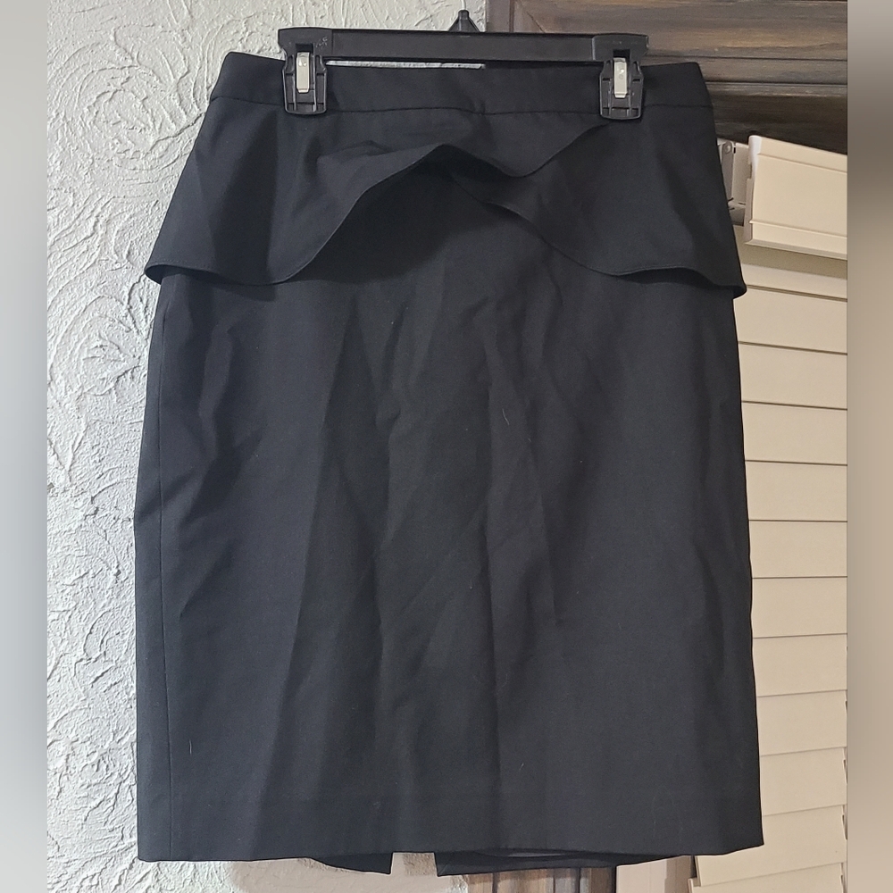 Express Black Ruffle Pencil Lined Skirt